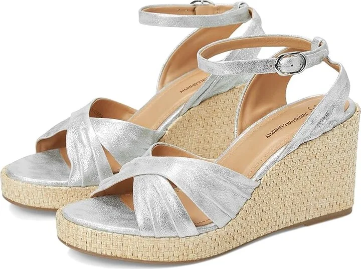 Johnston & Murphy Marcia Cross-Band Sandal Women's Sandals Silver Metallic : 8 M, Leather
