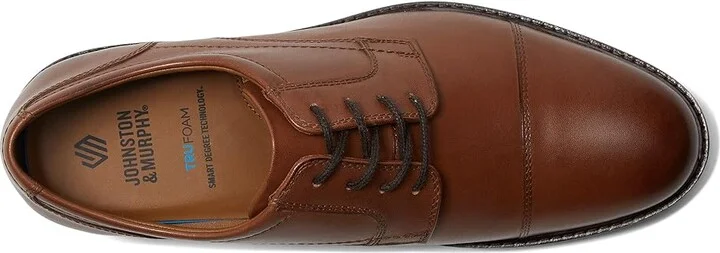 Johnston & Murphy Mason Cap Toe Men's Lace Up Wing Tip Shoes Tan Full Grain : 10 M (D), EVA/Lace/Leather - Image 2