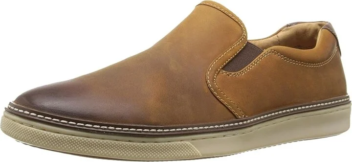 Johnston & Murphy McGuffey Casual Slip-on Sneaker Men's Slip on Shoes Tan Oiled Full Grain : 8 M (D), Leather/Suede - Image 2