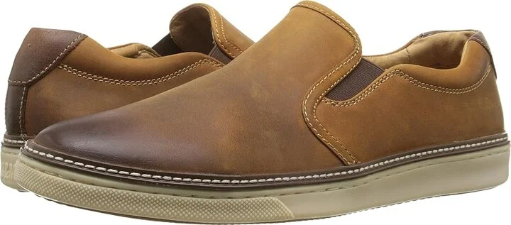 Johnston & Murphy McGuffey Casual Slip-on Sneaker Men's Slip on Shoes Tan Oiled Full Grain : 8 M (D), Leather/Suede