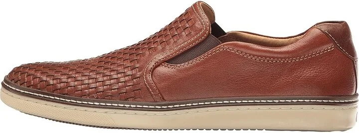 Johnston & Murphy McGuffey Woven Casual Slip-On Sneaker Men's Slip on Shoes Tan Full Grain : 8 M (D), Full Grain leather - Image 7