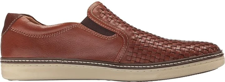 Johnston & Murphy McGuffey Woven Casual Slip-On Sneaker Men's Slip on Shoes Tan Full Grain : 8 M (D), Full Grain leather - Image 8