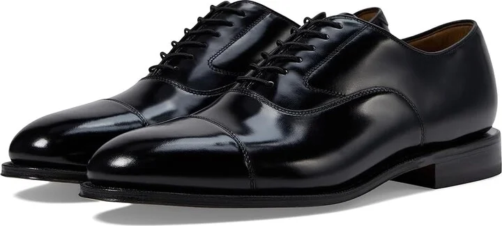 Johnston & Murphy Melton Classic Dress Cap Toe Oxford Men's Lace Up Cap Toe Shoes Black Brushed Veal : 7.5 D (M), Leather
