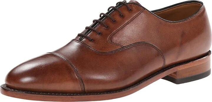 Johnston & Murphy Melton Classic Dress Cap Toe Oxford Men's Lace Up Cap Toe Shoes Tan Italian Calfskin : 8 D (M), Leather - Image 2