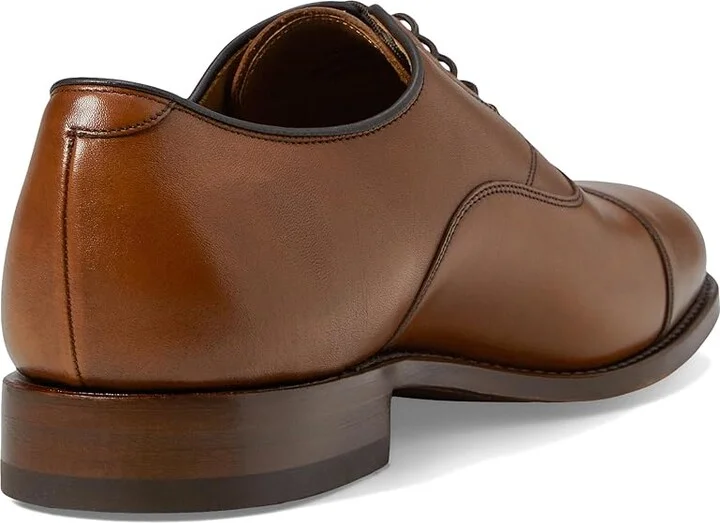 Johnston & Murphy Melton Classic Dress Cap Toe Oxford Men's Lace Up Cap Toe Shoes Tan Italian Calfskin : 8 D (M), Leather - Image 5