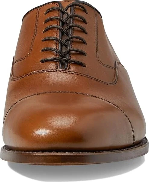 Johnston & Murphy Melton Classic Dress Cap Toe Oxford Men's Lace Up Cap Toe Shoes Tan Italian Calfskin : 8 D (M), Leather - Image 6
