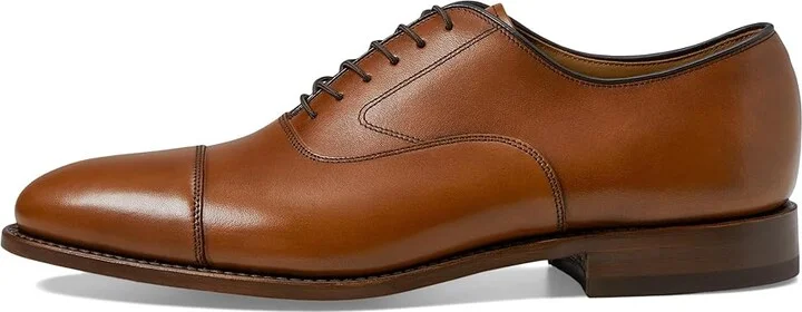Johnston & Murphy Melton Classic Dress Cap Toe Oxford Men's Lace Up Cap Toe Shoes Tan Italian Calfskin : 8 D (M), Leather - Image 7