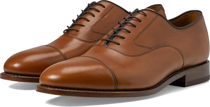 Johnston & Murphy Melton Classic Dress Cap Toe Oxford Men's Lace Up Cap Toe Shoes Tan Italian Calfskin : 8 D (M), Leather
