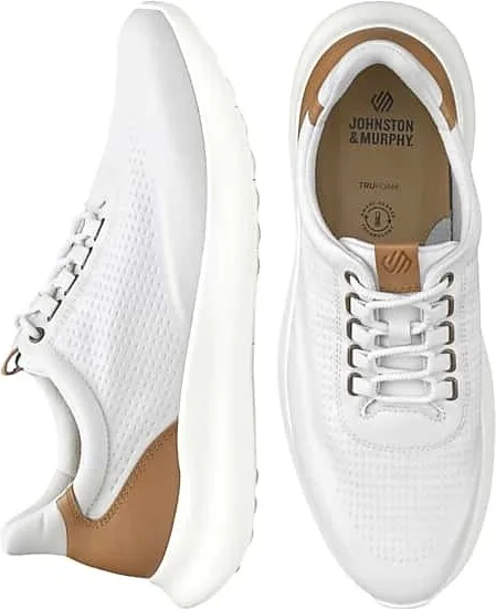 Johnston & Murphy Men's Amherst 2.0 Leather Embossed U-Throat Sneakers White