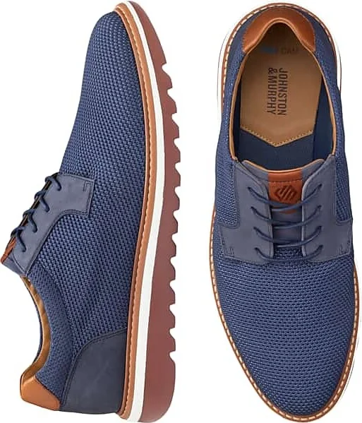 Johnston & Murphy Men's Braydon Knit Plain Toe Oxfords Navy