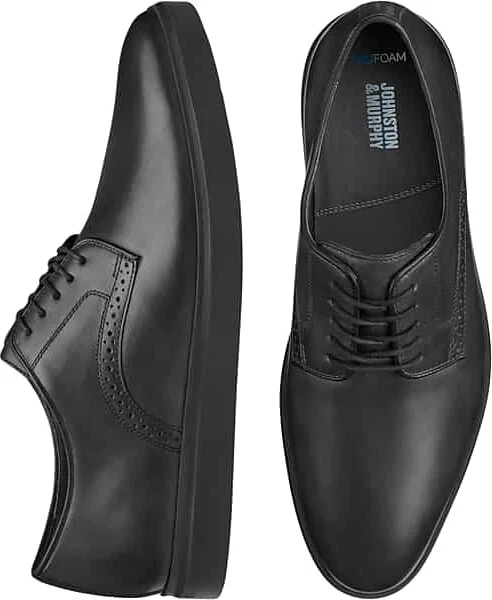 Johnston & Murphy Men's Brody Leather Lace-Up Plain Toe Dress Sneakers Black
