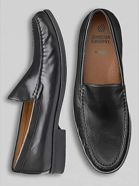 Johnston & Murphy Men's Harrison Venetian Glove Leather Slip-On Loafers Black