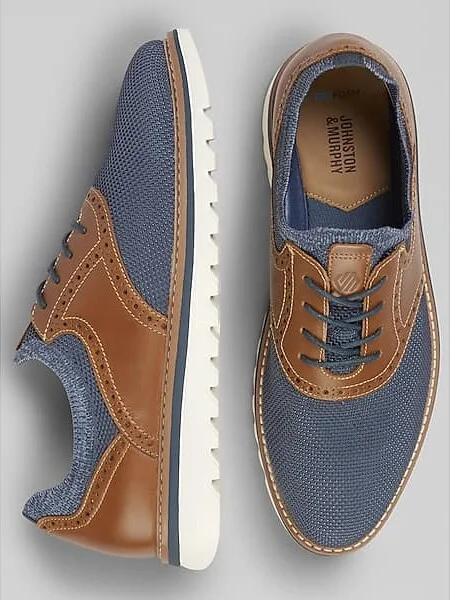 Johnston & Murphy Men's Murphy Braydon Knit Saddle Oxfords Navy
