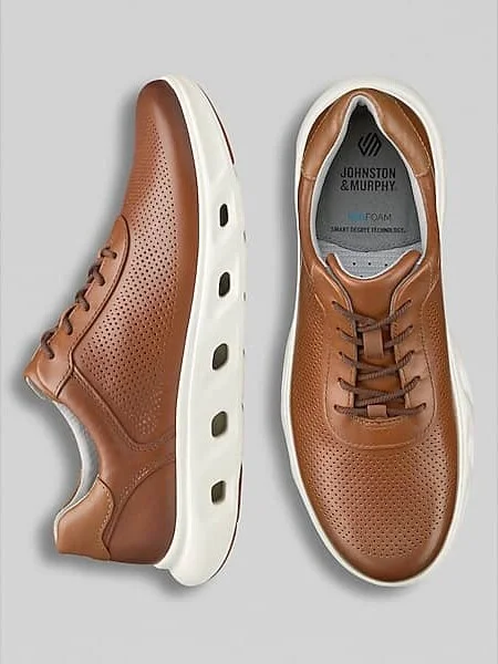 Johnston & Murphy Men's Reactivate U-Throat Nubuck Leather Lace-Up Sneakers Tan