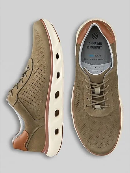 Johnston & Murphy Men's Reactivate U-Throat Nubuck Leather Lace-Up Sneakers Taupe