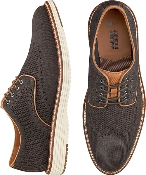 Johnston & Murphy Men's Upton Knit Wingtip Oxfords Brown
