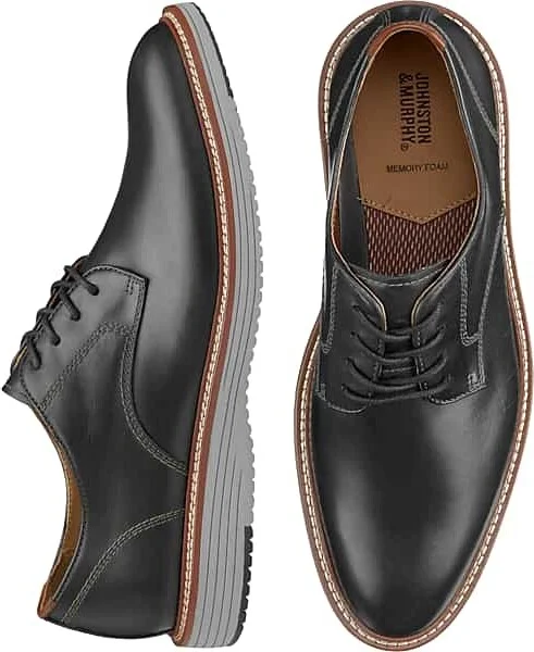 Johnston & Murphy Men's Upton Leather Plain Toe Oxfords Black