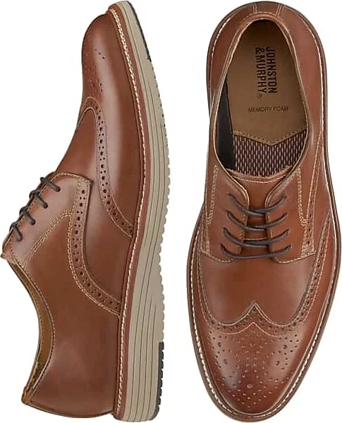 Johnston & Murphy Men's Upton Leather Wingtip Oxfords Tan