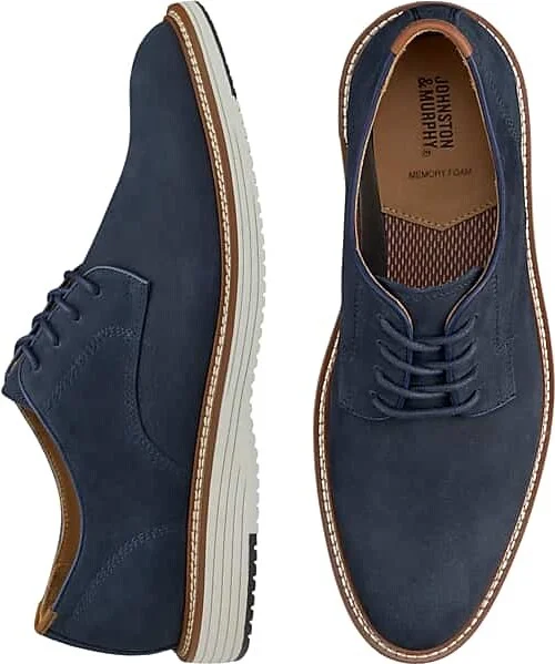Johnston & Murphy Men's Upton Nubuck Plain Toe Oxfords Navy