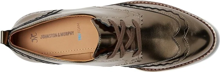 Johnston & Murphy Mitzi Scalloped Oxford Women's Flat Shoes Bronze : 7.5 M, Leather - Image 2