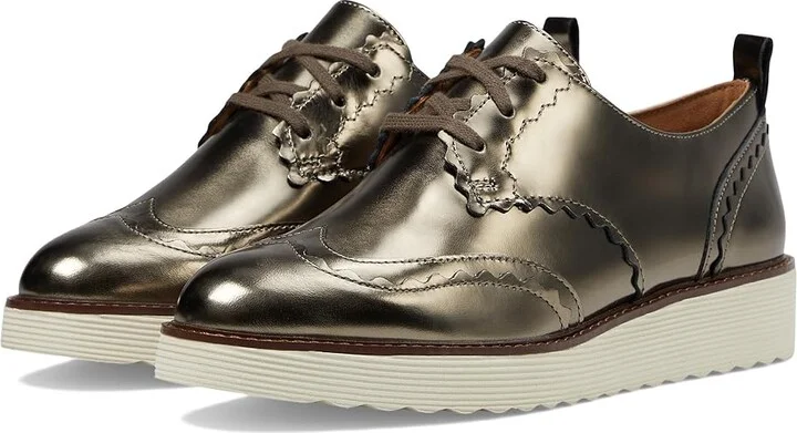 Johnston & Murphy Mitzi Scalloped Oxford Women's Flat Shoes Bronze : 7.5 M, Leather