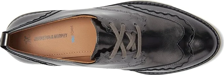Johnston & Murphy Mitzi Scalloped Oxford Women's Flat Shoes Pewter : 9.5 M, Leather - Image 2