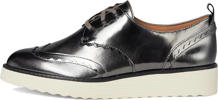 Johnston & Murphy Mitzi Scalloped Oxford Women's Flat Shoes Pewter : 9.5 M, Leather - Image 6