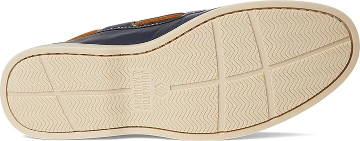 Johnston & Murphy Monaco 2-Eye Boat Shoe Men's Lace-up Boots Navy Sheepskin : 9.5 M (D), Leather - Image 3