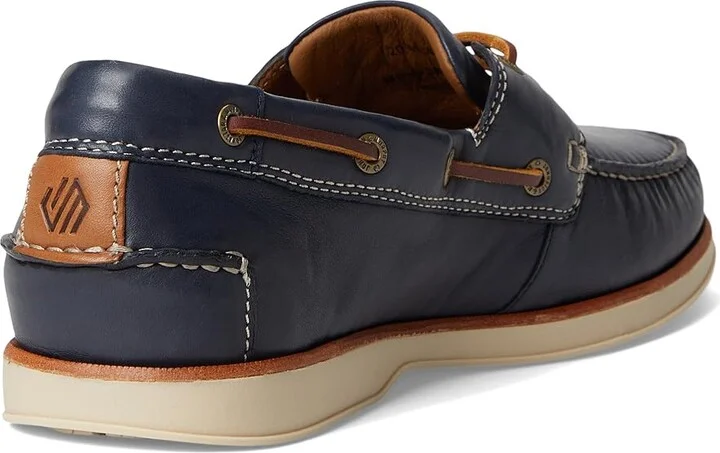 Johnston & Murphy Monaco 2-Eye Boat Shoe Men's Lace-up Boots Navy Sheepskin : 9.5 M (D), Leather - Image 4