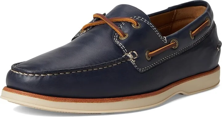 Johnston & Murphy Monaco 2-Eye Boat Shoe Men's Lace-up Boots Navy Sheepskin : 9.5 M (D), Leather - Image 5