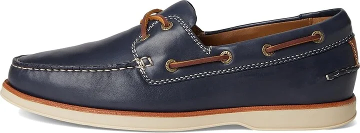 Johnston & Murphy Monaco 2-Eye Boat Shoe Men's Lace-up Boots Navy Sheepskin : 9.5 M (D), Leather - Image 6