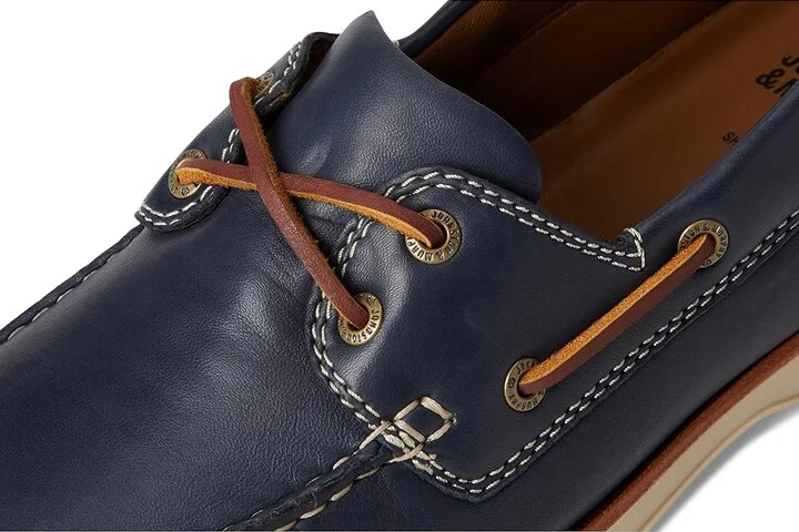 Johnston & Murphy Monaco 2-Eye Boat Shoe Men's Lace-up Boots Navy Sheepskin : 9.5 M (D), Leather - Image 7