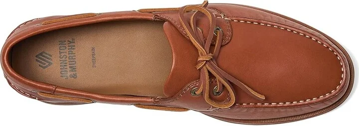 Johnston & Murphy Monaco 2-Eye Boat Shoe Men's Lace-up Boots Tan Sheepskin : 9.5 M (D), Leather - Image 2