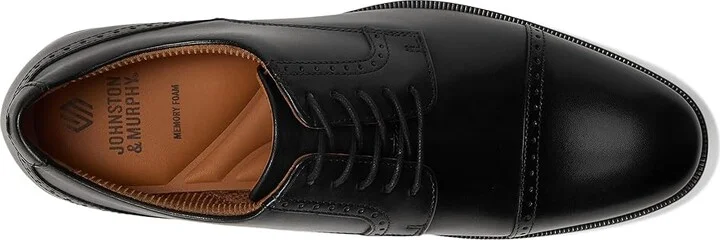Johnston & Murphy Reeve Cap Toe Men's Lace Up Wing Tip Shoes Black : 8.5 M (D), Full Grain leather - Image 2