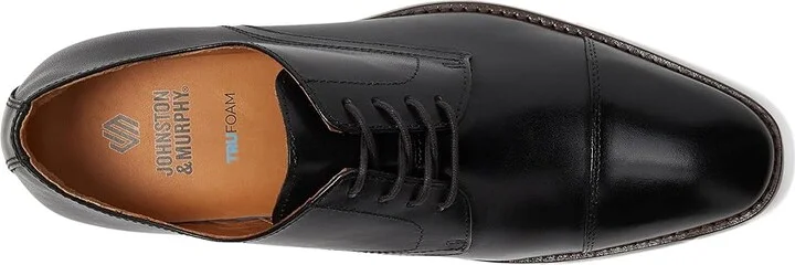 Johnston & Murphy Richland Cap Toe Men's Lace Up Wing Tip Shoes Black Full Grain : 13 W (EE), Leather - Image 2