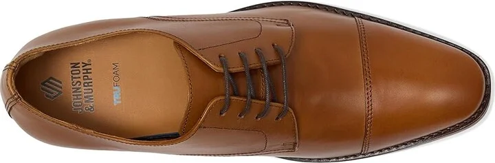Johnston & Murphy Richland Cap Toe Men's Lace Up Wing Tip Shoes Tan Full Grain : 12 M (D), Leather - Image 2
