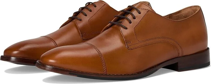 Johnston & Murphy Richland Cap Toe Men's Lace Up Wing Tip Shoes Tan Full Grain : 12 M (D), Leather