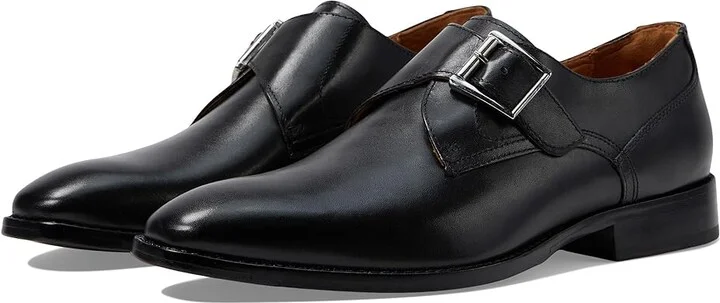 Johnston & Murphy Richland Monk Strap Men's Lace Up Wing Tip Shoes Black Full Grain : 11 M (D), Leather/Rubber/Sheepskin