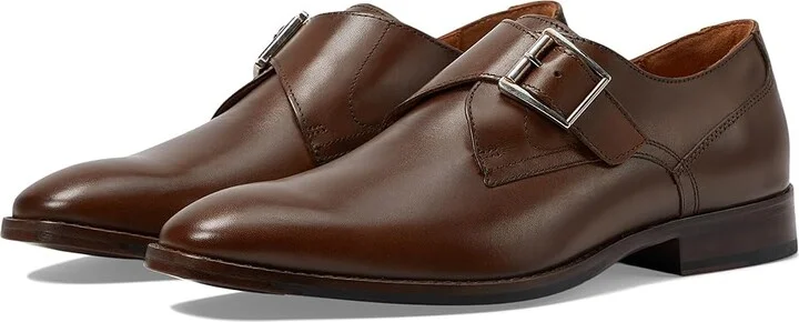 Johnston & Murphy Richland Monk Strap Men's Lace Up Wing Tip Shoes Mahogany Full Grain : 13 M (D), Leather/Rubber/Sheepskin