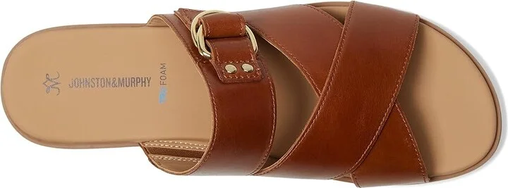 Johnston & Murphy Shayla Cross-Band Slide Women's Sandals Cognac : 8 M, Leather - Image 2