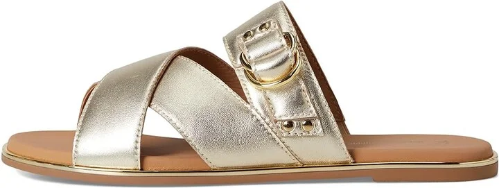 Johnston & Murphy Shayla Cross-Band Slide Women's Sandals Gold Metallic : 6 M, Leather - Image 6