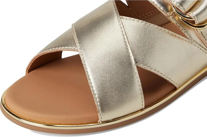 Johnston & Murphy Shayla Cross-Band Slide Women's Sandals Gold Metallic : 6 M, Leather - Image 7