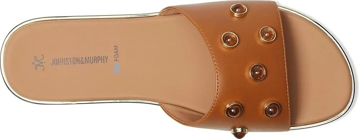 Johnston & Murphy Shayla Embellished Slide Women's Sandals Tan : 8 M, Leather - Image 2