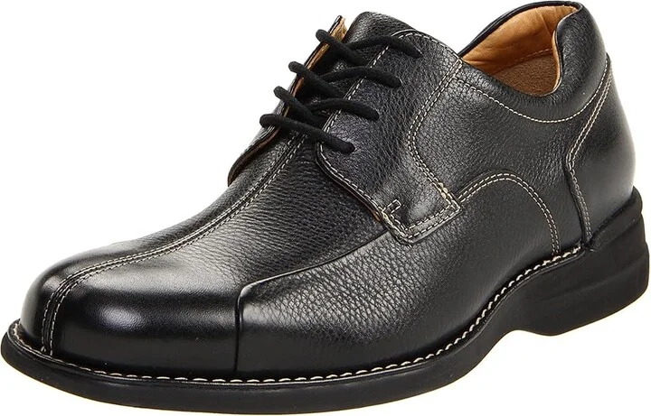 Johnston & Murphy Shuler Causal Dress Bike Toe Oxford Men's Plain Toe Shoes Black Tumbled Grain : 8.5 M (D), Leather - Image 2
