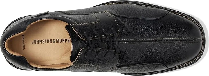 Johnston & Murphy Shuler Causal Dress Bike Toe Oxford Men's Plain Toe Shoes Black Tumbled Grain : 8.5 M (D), Leather - Image 3