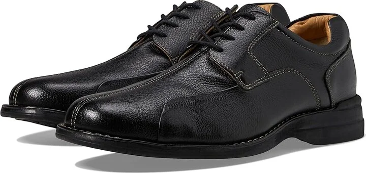 Johnston & Murphy Shuler Causal Dress Bike Toe Oxford Men's Plain Toe Shoes Black Tumbled Grain : 8.5 M (D), Leather