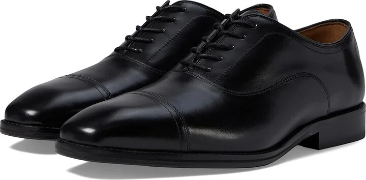 Johnston & Murphy Sullivan Cap Toe Men's Lace Up Wing Tip Shoes Black Italian Calfskin : 10 M (D), Leather/Rubber