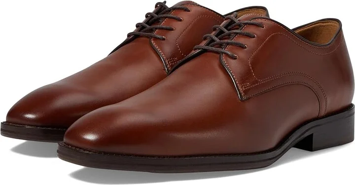 Johnston & Murphy Sullivan Plain Toe Men's Lace Up Wing Tip Shoes Tan Italian Calfskin : 8 M (D), Leather