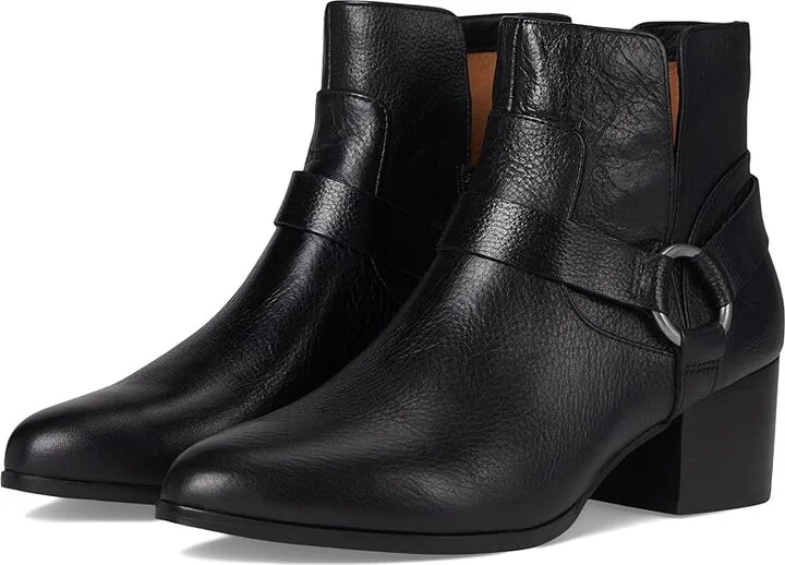 Johnston & Murphy Trista Harness Bootie Women's Boots Black 1 : 6.5 M, Leather/Microfiber/Rubber