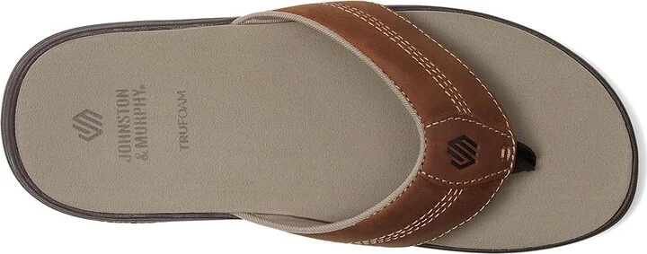 Johnston & Murphy Upton Flip Flop Men's Sandals Brown Oiled Full Grain : 9 M (D), Leather - Image 2